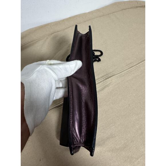 FACINE Crossbody Bag Womens Black Leather Chain Strap Envelope Made in Spain - Picture 6 of 14